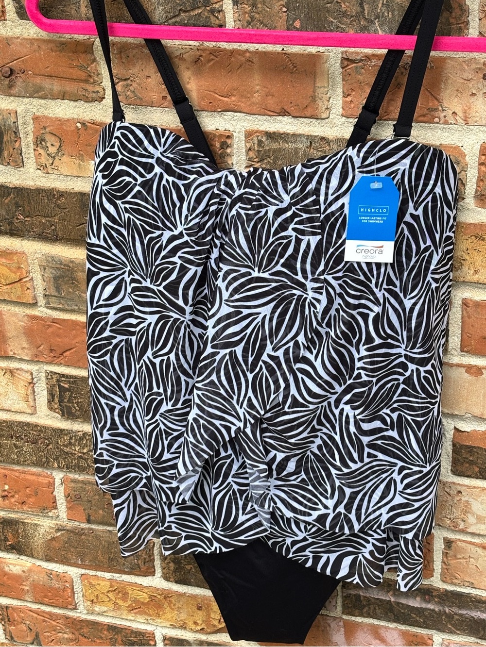 Lands End NWTags Bandeau Mesh 1 Piece Bathing Suit Built In Bra.Size 12